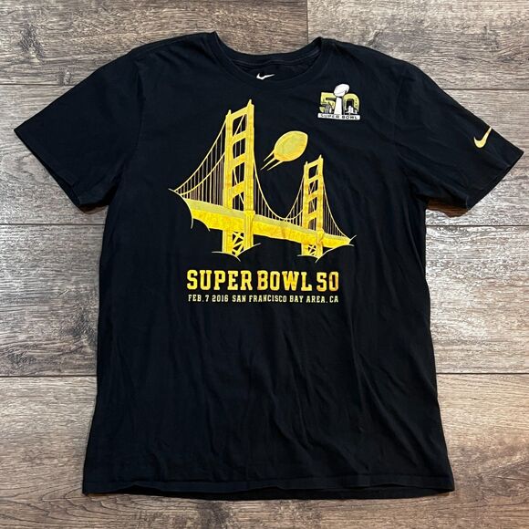 Special Edition Black 2016 Nike Tee Super Bowl 50 Golden Gate Bridge Men's Large - Picture 1 of 6